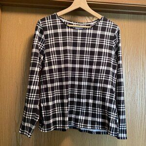 100% Supima Cotton XL Charter Club Women's Black and White Plaid Long Sleeve